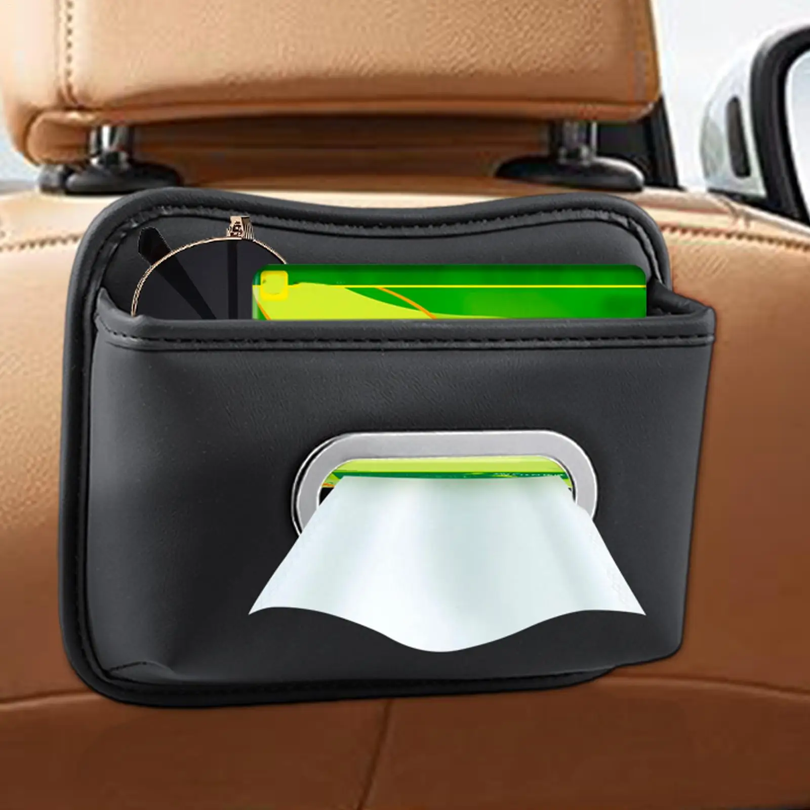 자동차 티슈 박스 가죽 접착식 차량 액세서리 시트 백 암레스트 콘솔 선바이저 SUV 트럭 가정용