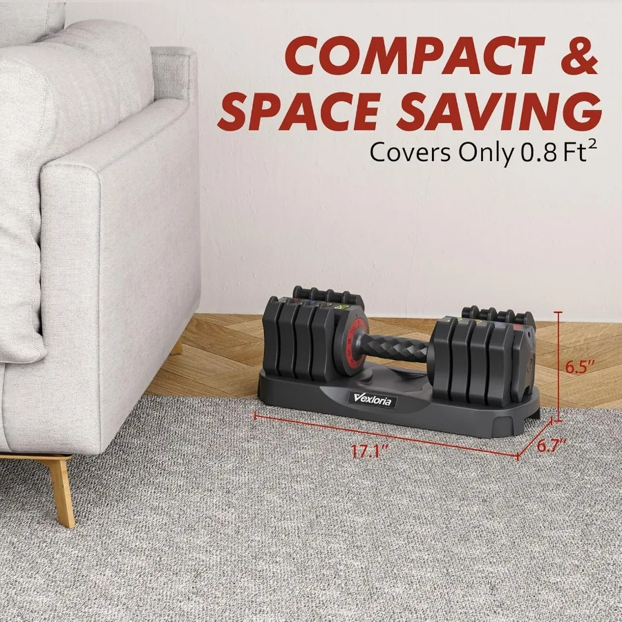 Adjustable Dumbbell Set, 22.5lb 5-in-1 Quick Adjust Dumbbell, Free Weights with Storage Tray for Home Gym, Full Body Workout Equ