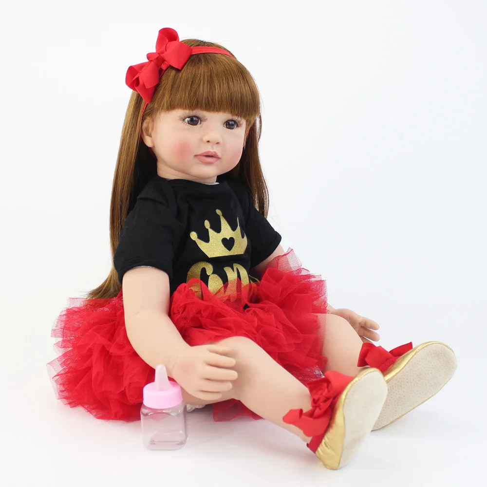 60cm Soft Silicone Reborn Baby Doll Toys 24inch Princess Toddler Babies Girl Boneca Kid Birthday Gift Realistic Alive Bebe 3