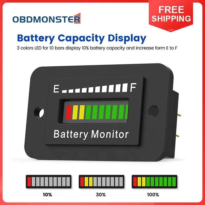 LEDDigitalVoltmeter12VCarBatteryLevelIndicatorBatteryCapacity