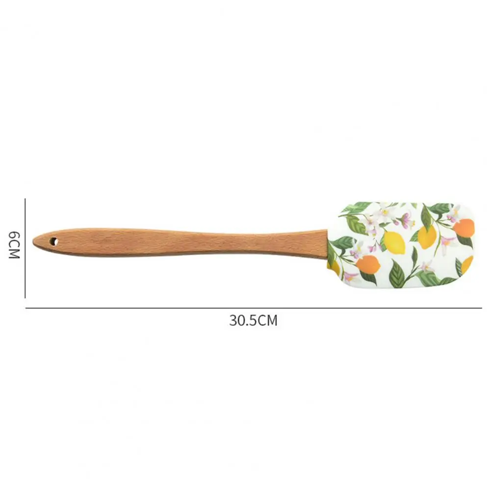 30.5cm Silicone Cake Scraper Wooden Handle Colorful Dessert Cream Spatula Flower Theme Split Butter Tools Household Supplies
