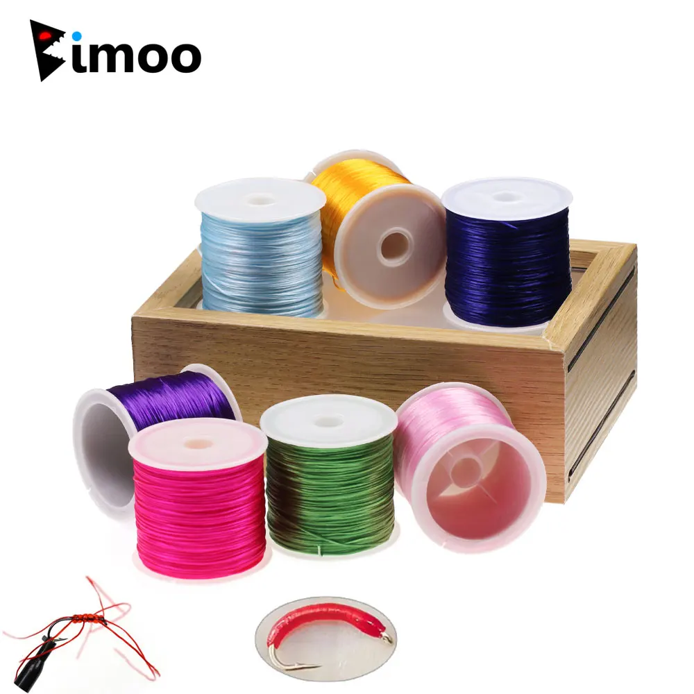 Bimoo 0.6mm Micro Flex Worm Elastic Floss Line Nymph Body Buzzer Flexi Worm Fly Streamer Sea