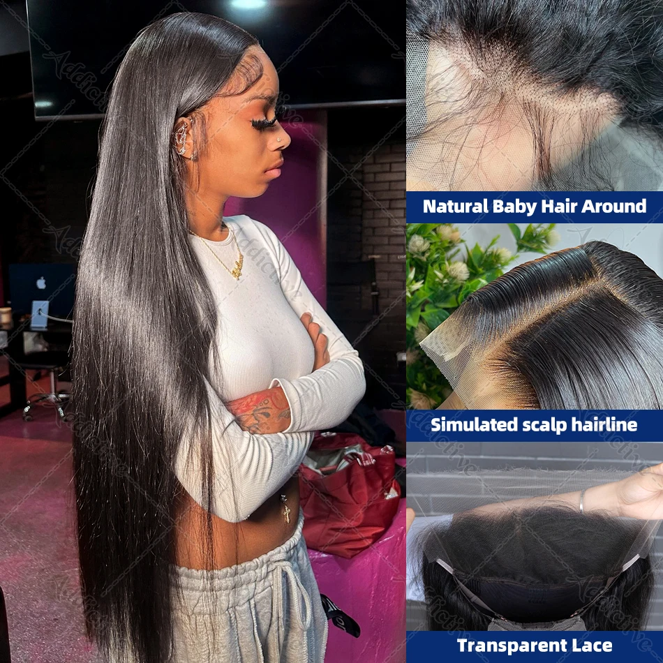 30 Inch Bone Straight 13x6 HD Transparent Lace Front Human Hair Wigs 200% 13x4 Lace Frontal 5x5 Closure Glueless Wig For Women