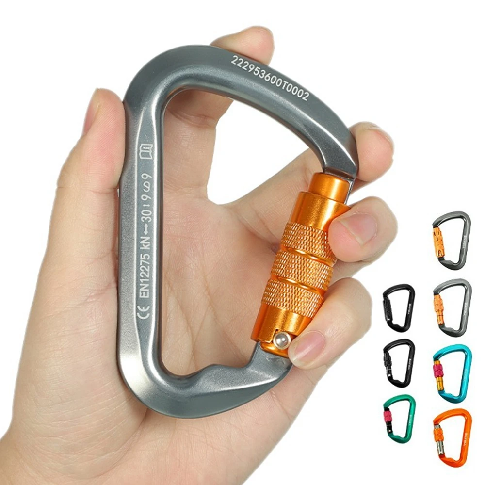 Outdoor Carabiner Rock Climbing Mountain Landing 30kN High Altitude Operation Equipment Aluminum Alloy Safety Buckle Hook