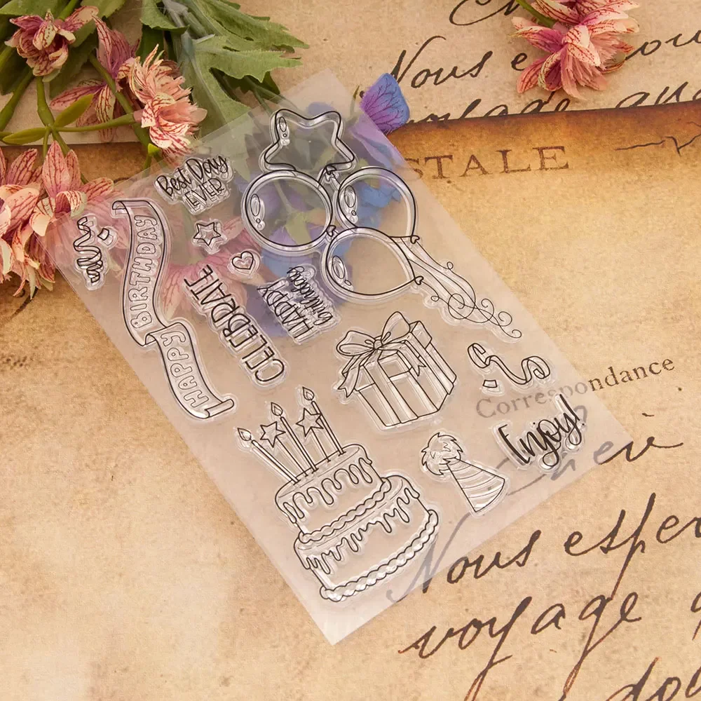 Clear Stamps Clear Rubber Stamps Birthday Cake Clear Stamps for DIY Crafts