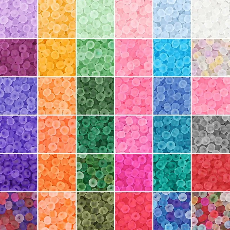 

450g / bag 2mm / 3mm / 4mm super excellent transparent frosted glass rice beads scattered beads DIY beading material