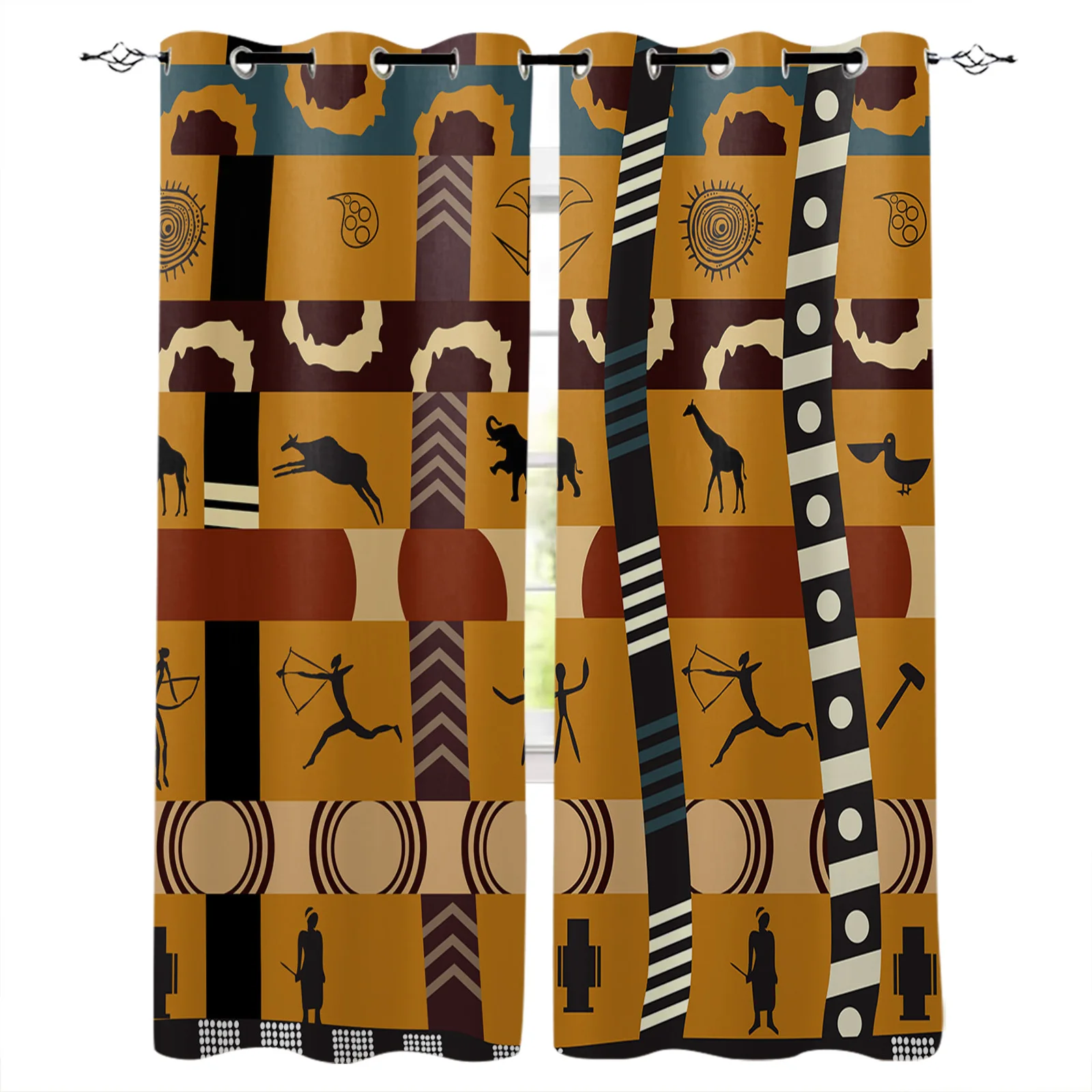 Papua African Dance Women Printed Window Curtains Living Room Bedroom Curtains Polyester Cloth Home Decor 