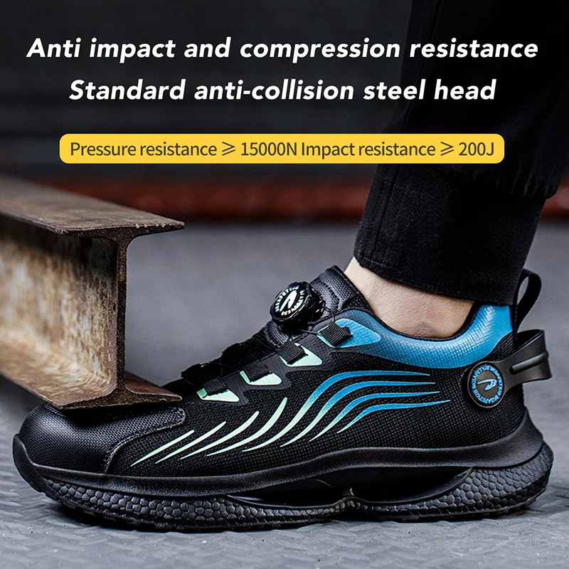 2025 Security Safety Shoes Men Rotating Button Work Sneakers