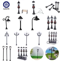Miniature Christmas Street Lamp Post LED Lights Park Bench & Streetlight Micro Landscape Fairy Garden Ornament Dollhouse Decor 1