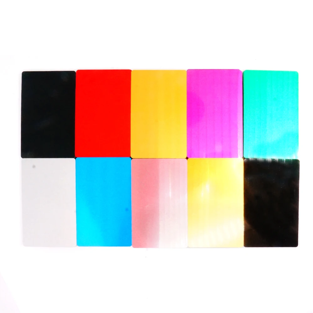 

LY 50Pcs Colorful Metal Business Cards Aluminum Alloy Blank Card For Fiber Laser Marking Engraving DIY Gifts 10 Colors Optional