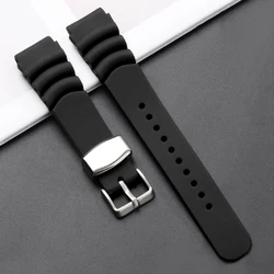 Silicone Sport Waterproof Watch Band - Unisex Replacement Strap 20mm/22mm - 22mm (Black)
