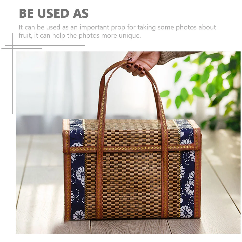 Decorative Bamboo Woven Basket Picnic Snack Storage Basket Handheld Fruit Basket