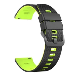 Silicone Sports Strap 22mm - Soft Casual Wristband Bracelet - 1PCS 22mm (B - Black Green)