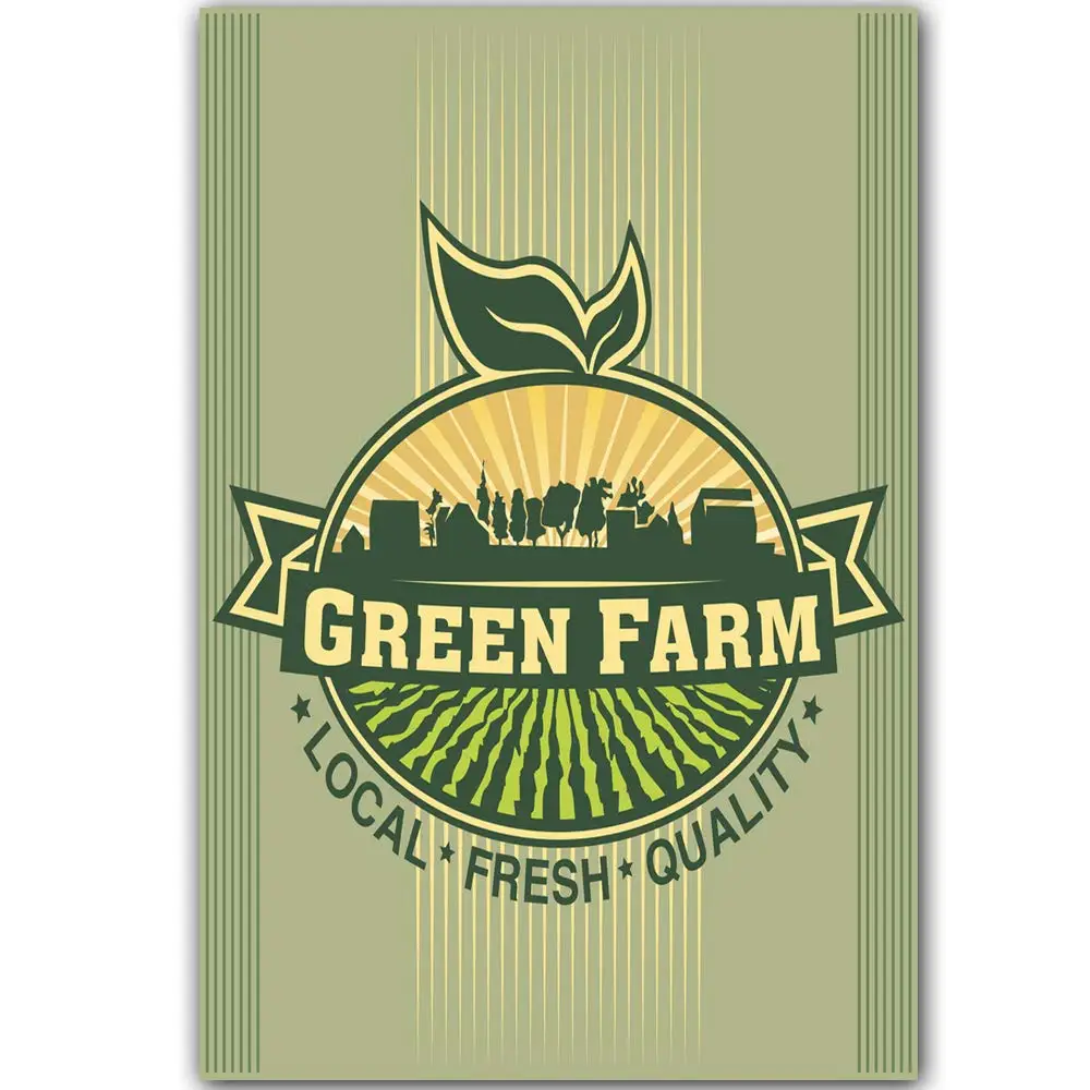 

Retro Design Green Farm Local Fresh Quality Tin Metal Signs Wall Art | Thick Tinplate Print Poster Wall Decoration