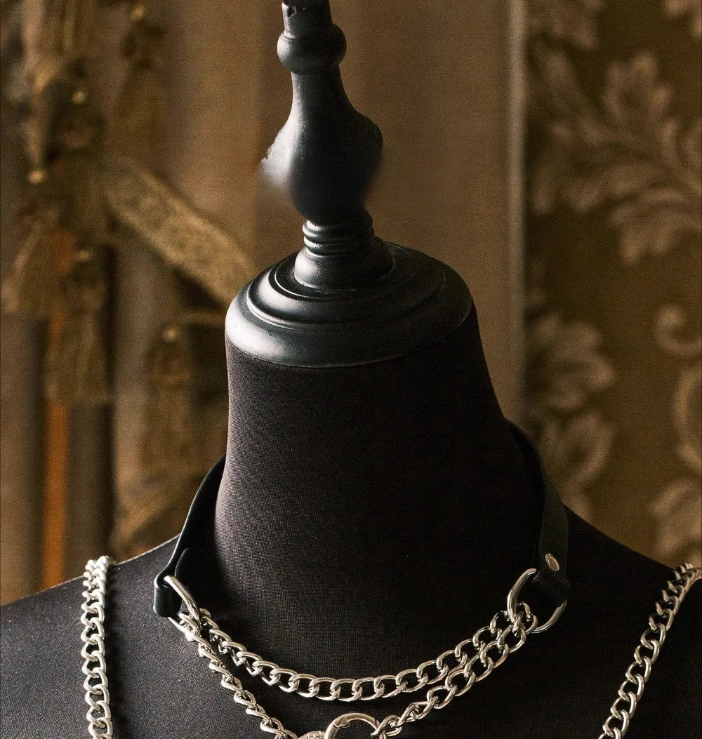 SM Collar With Integrated Tightening Handle Genuine Cowhide Leather Choker For Couples | Heavy Duty Neck Ring & Restraint Gear_voghion.com
