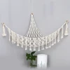 Boho Plush Toy Hammock Triangular Shape Hanging Mesh Storage Basket Cotton Tassels Wall Net for Bedroom Living Room 1