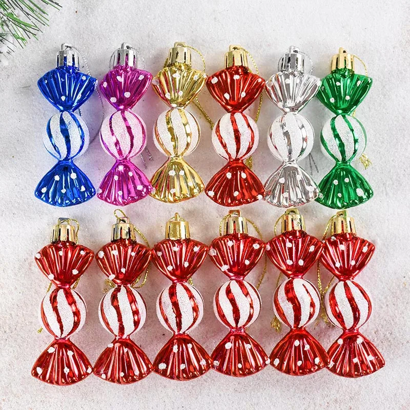 

6pcs/box Christmas Tree Candy Pendants Xmas Ball Hanging Ornament Merry Christmas Decoration For Home 2023 Navidad Noel New Year