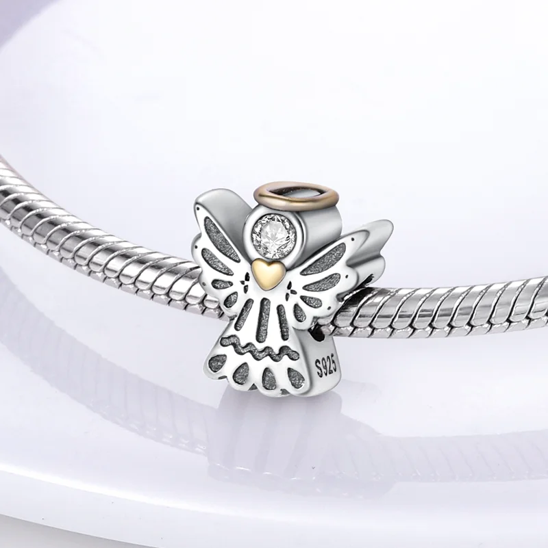 Angelo custode con ciondolo amore infinito, ciondolo in argento sterling 925, compatibile con i charm Pandora, charm per braccialetti Pandora - Italia