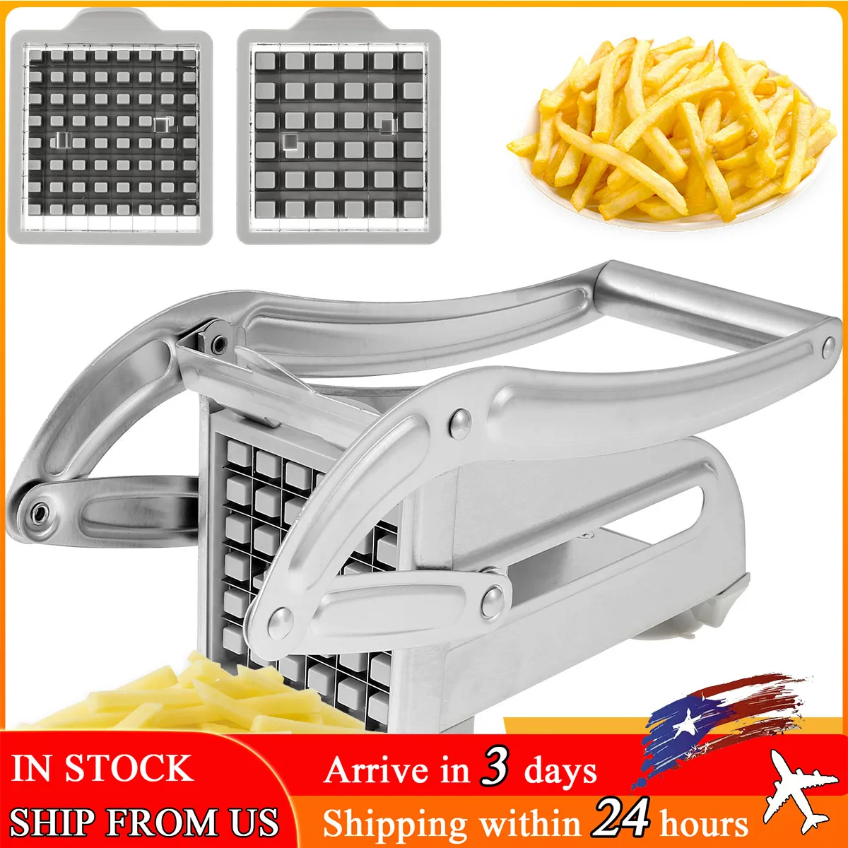 Vegetable slicer French fry cutter French Fry Cutter Stainless Steel Potato Chipper Blades Manual Food Slicer Dicer Multifunction Vegetable Fruit Onion Chipper