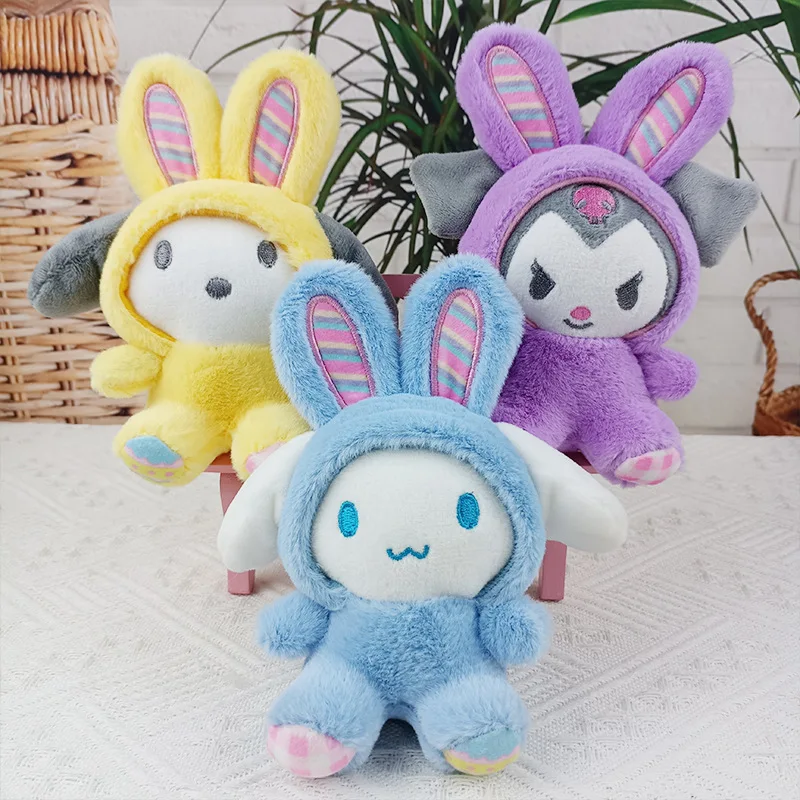 

Cartoon Sanrio Cinnamoroll Plush Cross Dressing Rabbit Doll Keychain Pendant Plush Toy Pendant Doll My Melody Anime Plush