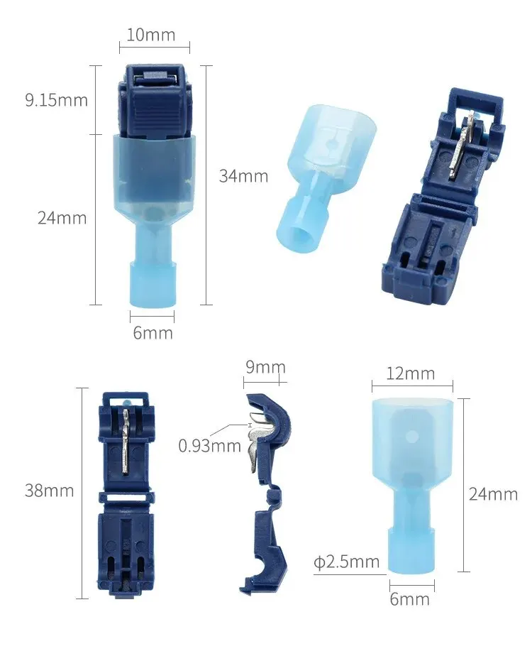 Terminal block 50pcs 25set T type wire and cable connection clamps quick and non-stripping plugs cable connectors home