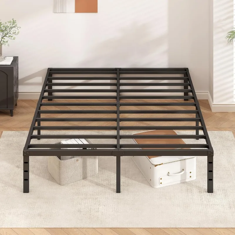 Metal Platform Bed Frame 18 Inch Tall Bed No Box Spring Needed,Queen Size Bed with Heavy Duty Strong Support Slats 5