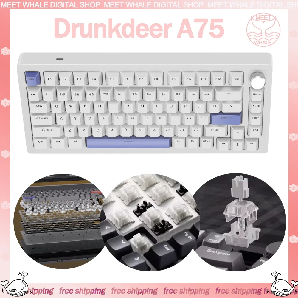 

Drunkdeer A75 Magnetic Switch Mechanical Keyboard RGB Backlit Hot Swap Wired Keyboard Quick Trigger Office Gaming Keyboard Gifts