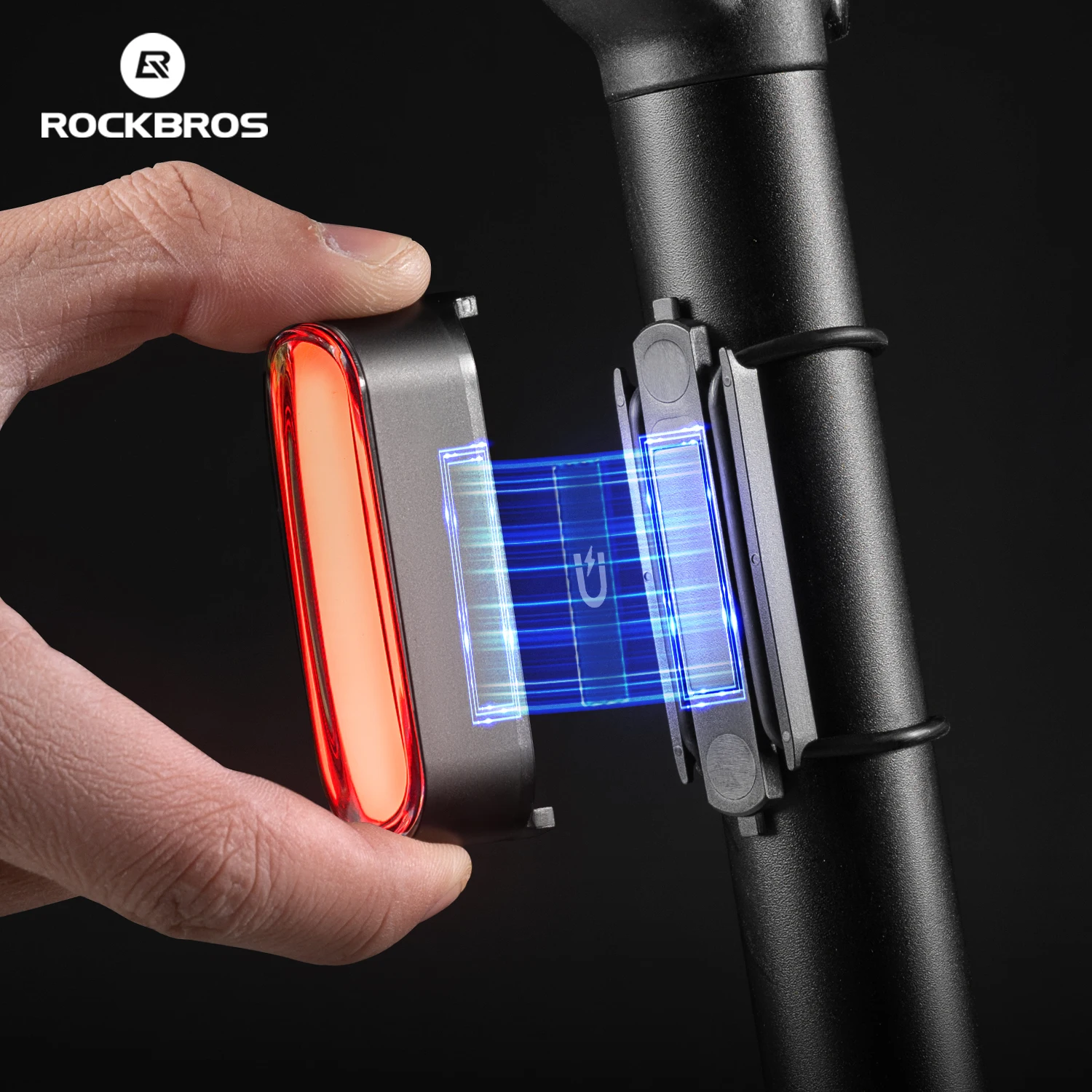Luz trasera de bicicleta ROCKBROS magnética IPX6, resistente al agua, montaje recargable tipo c, con Sensor inteligente de 7 modos 1