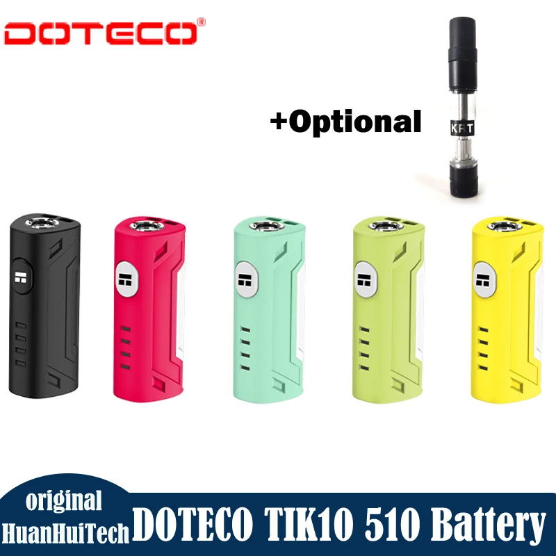 

Original DOTECO TIK10 400mAh Vape Battery 15S Pre-heating 4 Voltage Levels Battery Mod For 510 Cartridges E-cigarette Vaporizer