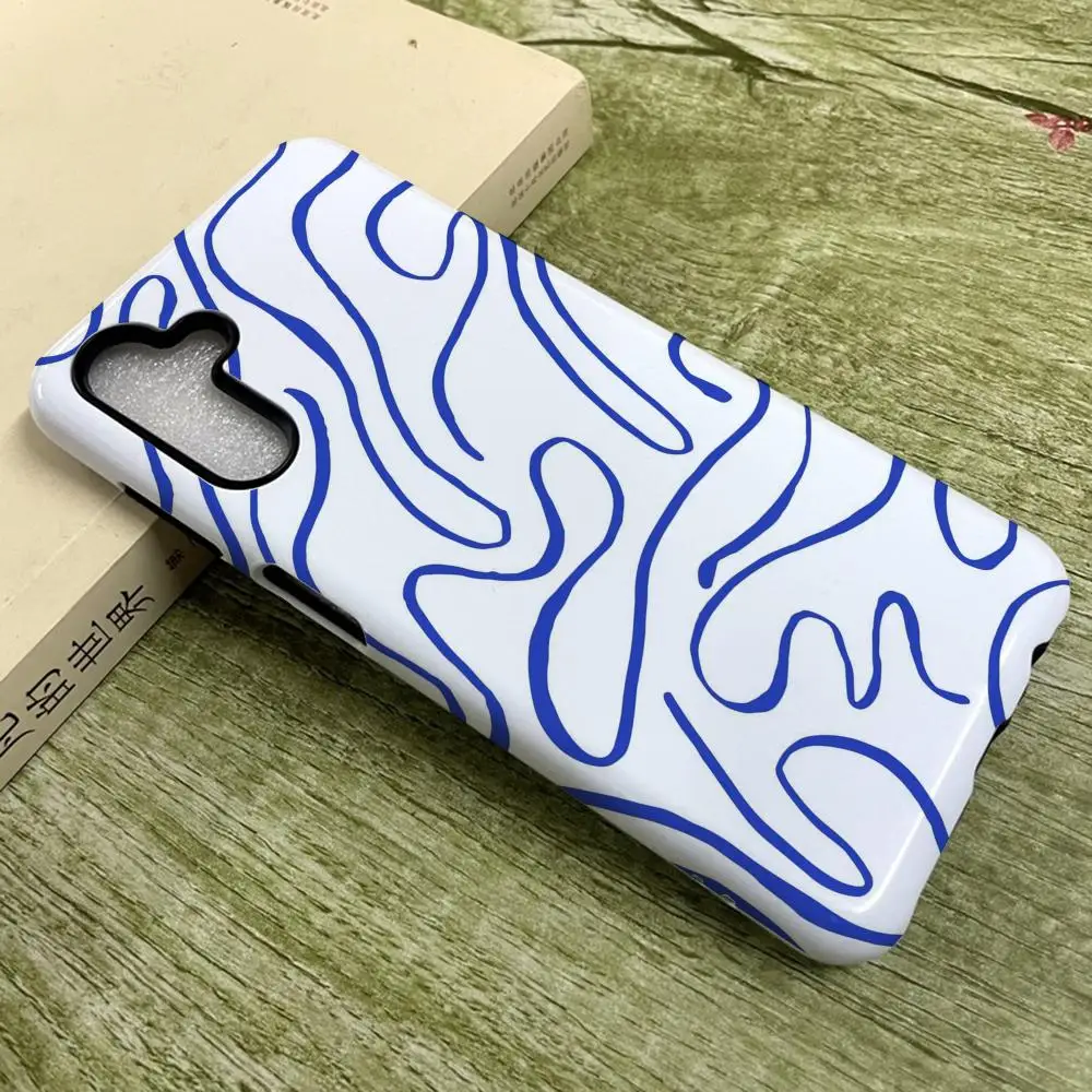 Luxury Double-Layer Phone Case with Abstract Blue Design