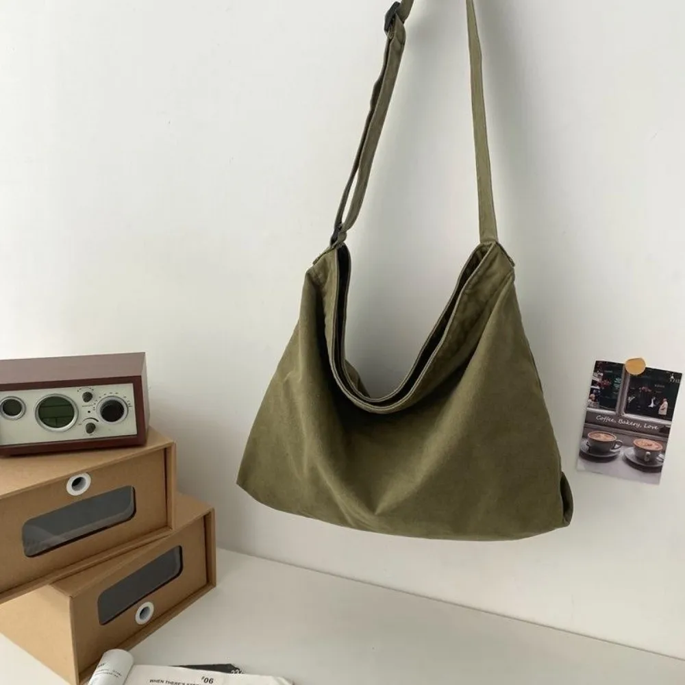 Borsa a tracolla da donna Borsa a tracolla di grande capacità per donna 2025 Nuova borsa da scuola per studentesse coreane di moda in cotone - immagine 5