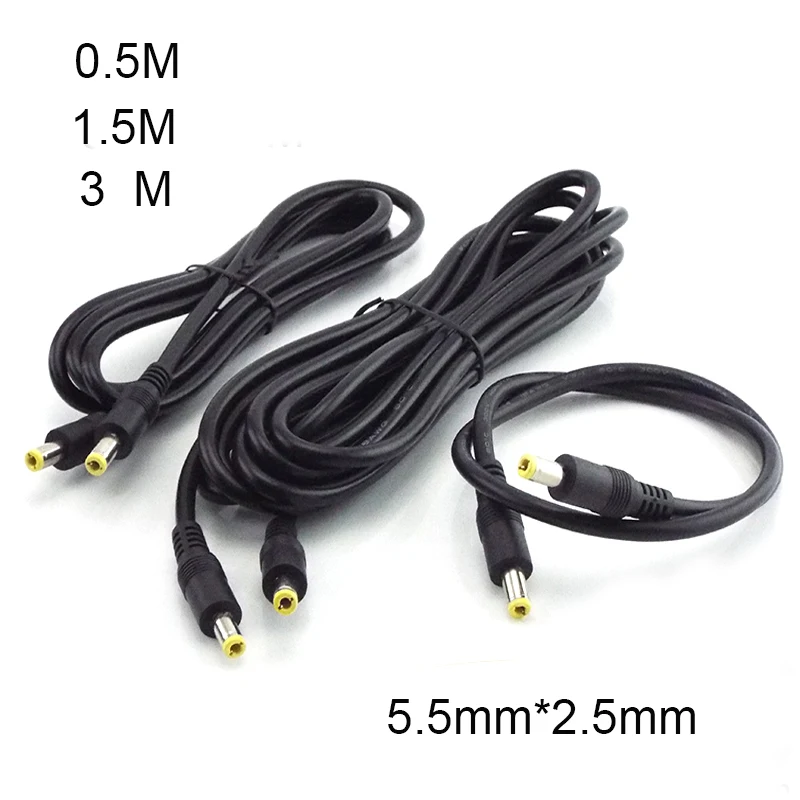 

0.5/1.5/3M DC 12V 10A Power Supply Splitter Male To Male Connector 5.5mm*2.5mm Plug Power Adapter Extension Cable