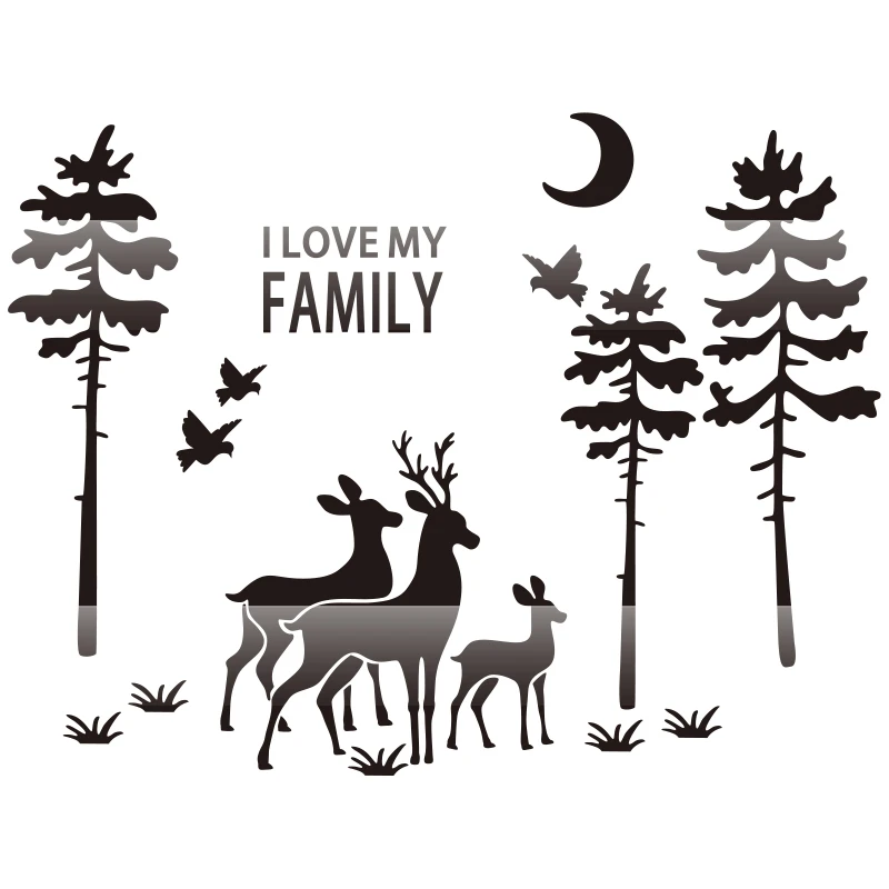 

Наклейка на стену Elk Family, 3D современная простая самоклеящаяся атмосфера, Североевропейский стиль, серебристая Зеркальная Наклейка