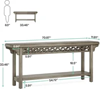 70.8-Inch Solid Wood Long Console Table, Farmhouse Entryway Table with Storage, Narrow Sofa Table Grey Couch Table for Living 2