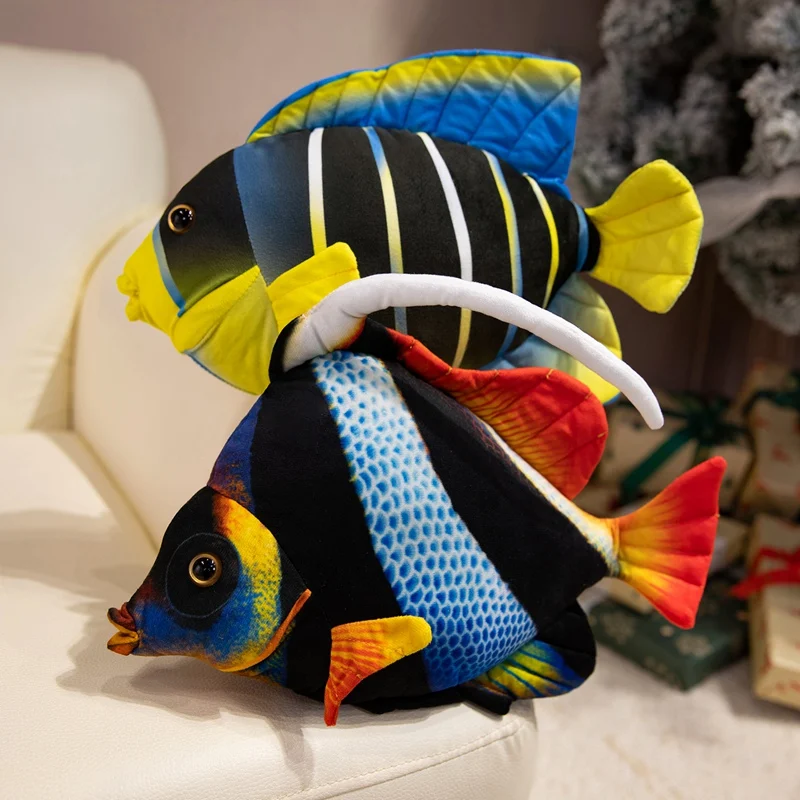 36cm Tropical Fish Simualtiopn Marine Organisms Lifelike Colorful Stripes Fish Aquarium Souvenir Birthday Gifts
