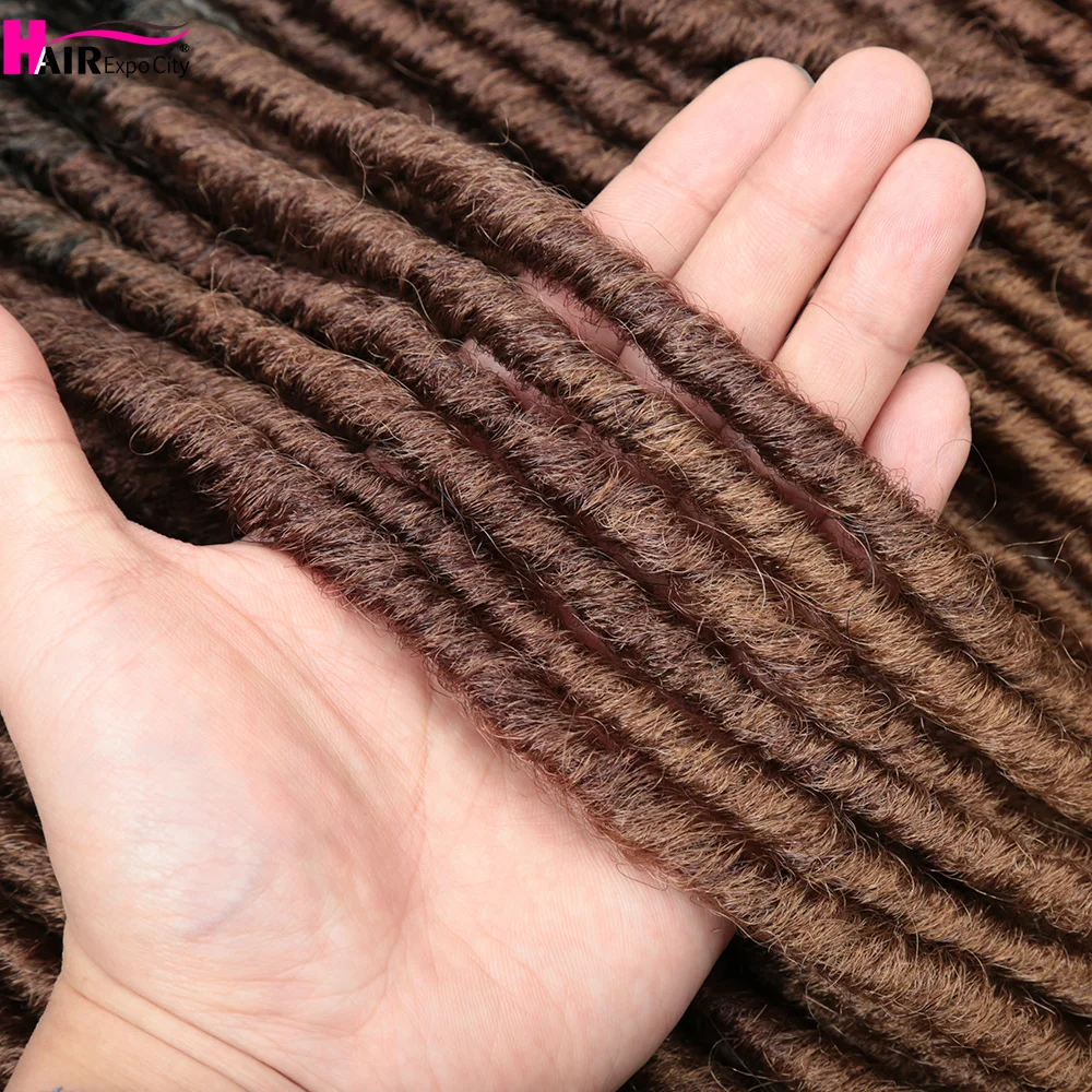 18Inch Straight Gypsy Locs Goddess Faux Locs Crochet Hair Synthetic Hair Ombre Braiding Extensions 18Strands Expo City