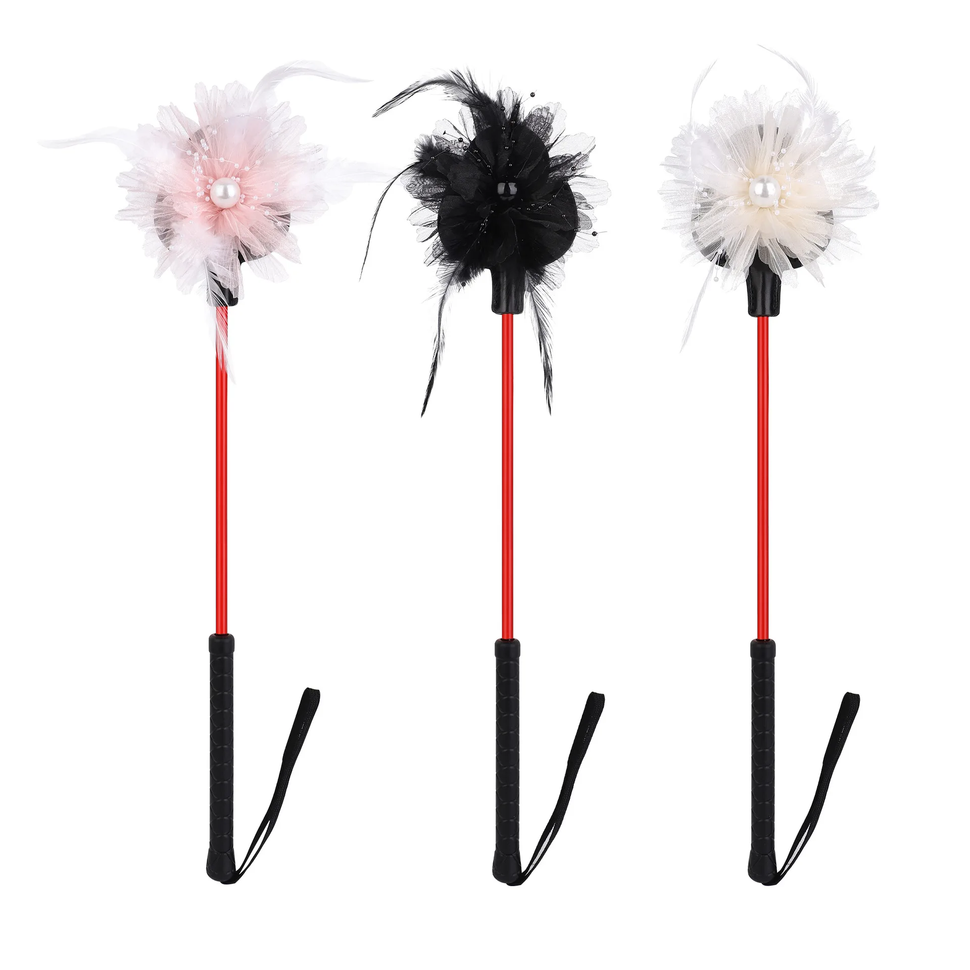 49.5CM Feather Paddles,,Leather Whip Spanking Flogger Role Play for Horse Training Crop Equestrian Bat Paddles