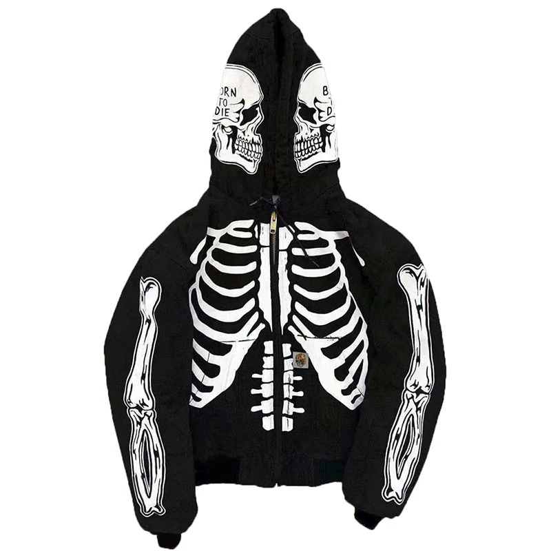 EOENKKY Mens Fashion Hi Street Cardigan Hoodies Skull Painted Streetwear Sweatshirts Hip Hop Graffiti Hoody Tops Size S-4XL sweatshirt