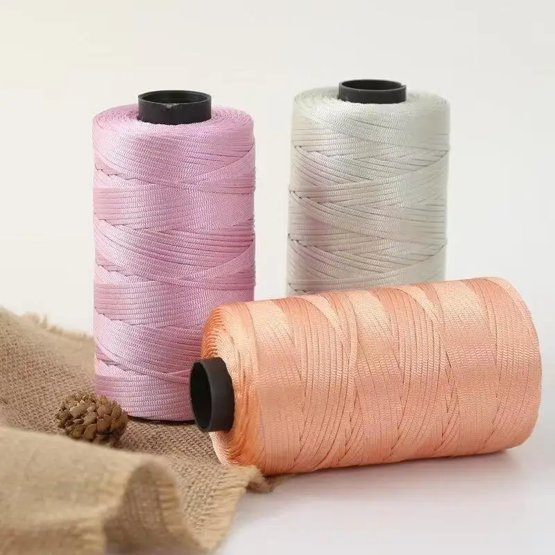 250g 2.5mm Summer Crochet Yarn Handmade Ice Silk Thread for DIY Crocheting Bag Shoes Hats Flat Hollow Knitting Yarns Supplies 5