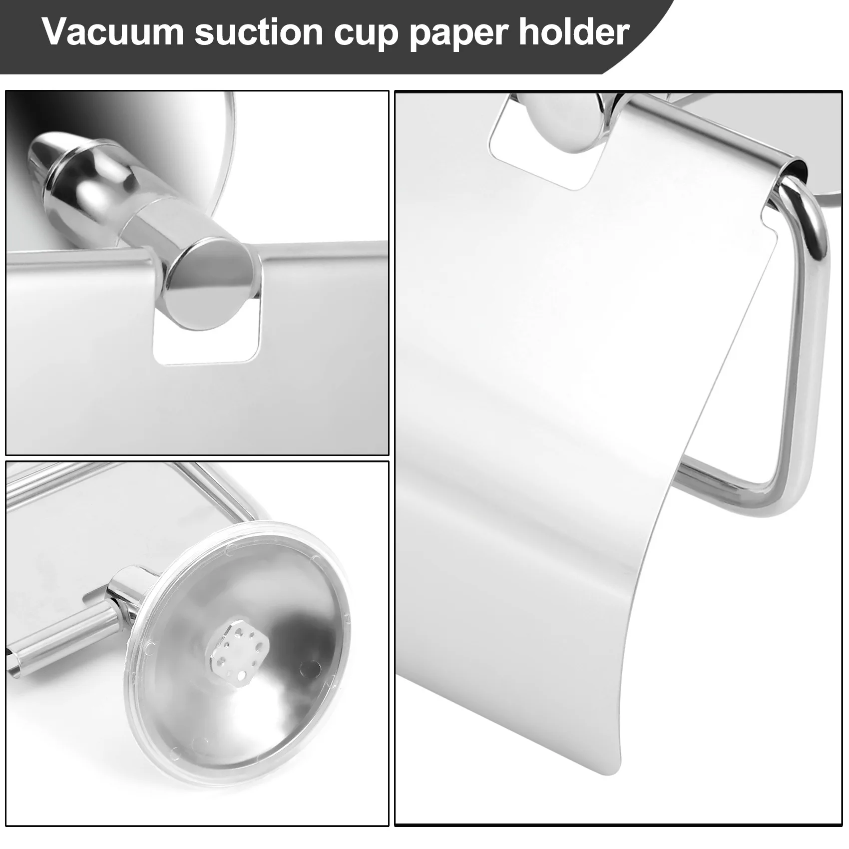 Stainless Steel Toilet paper Holder Heavy Duty Suction Wall Mount Toilet Tissue Paper Holder Bathroom Paper Roll