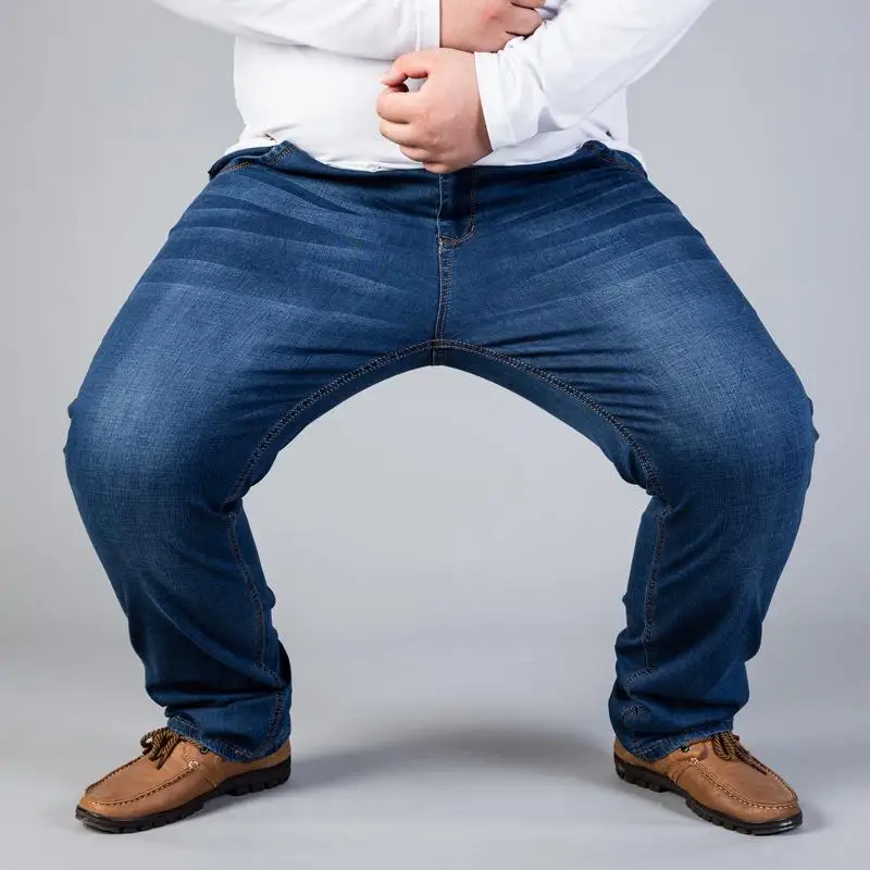Jeans for Men Plus Size 44 46 48 50 Straight Cut elastic Denim Long Pants 3
