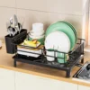 dish draining rack,Cutlery rack with drain tray and drip line,cup holder,cutlery holder,Kitchen countertop storage rack 1