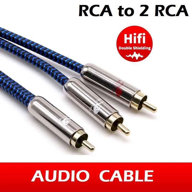 

RCA Male to 2 RCA Male Audio Cable for Amplifier HDTV Home Hifi Stereo Sound System Subwoofer Speaker Shielding Y Splitter Cord