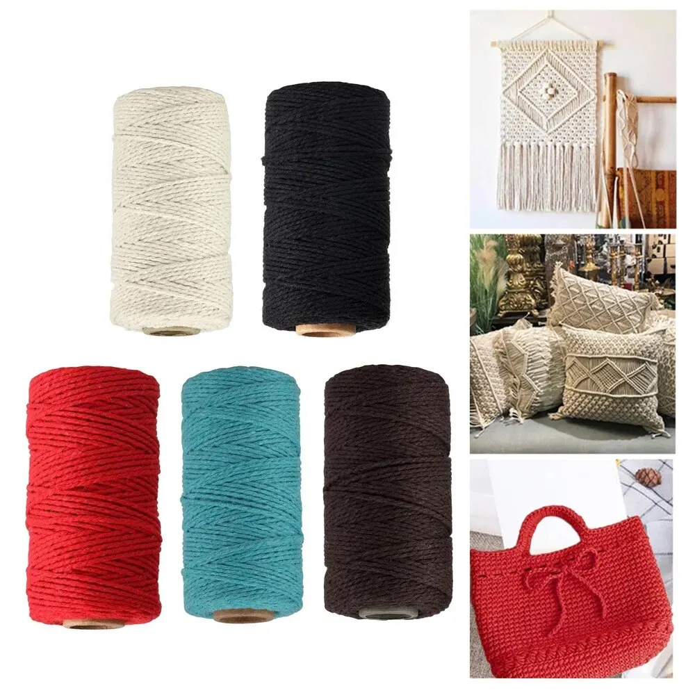 Macrame cord 1 Roll 2mmx100m colorful colorfast soft twisted cotton rope knitting cotton thread