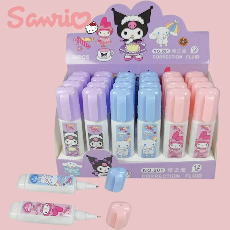 

12/24 шт. Sanrio корректирующая жидкость My Melody Kuromi Cinnamoroll белая корректирующая Корректирующая лента для студентов школьные принадлежности канцелярские принадлежности