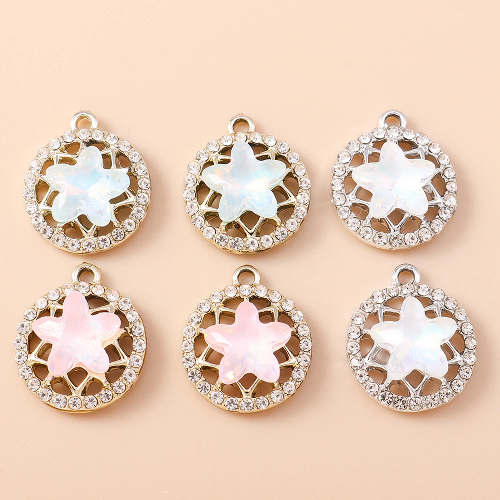 Leslie 10 Stück funkelnde CZ-Kristall-Mond-Stern-Anhänger für die Schmuckherstellung, Armbänder, Halsketten, Ohrringe, Anhänger, Zubehör, DIY-Handwerk – Detail 6