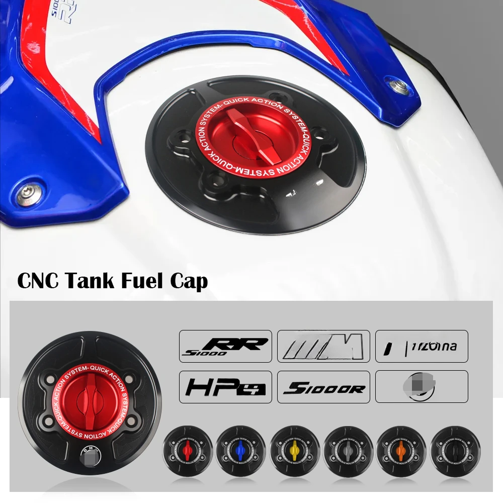 

Keyless Racing Quick Release Motorcycle Tank Fuel Caps Case Gas Cover for BMW S1000RR S1000R HP4 M1000RR M Power R1200GS R1200