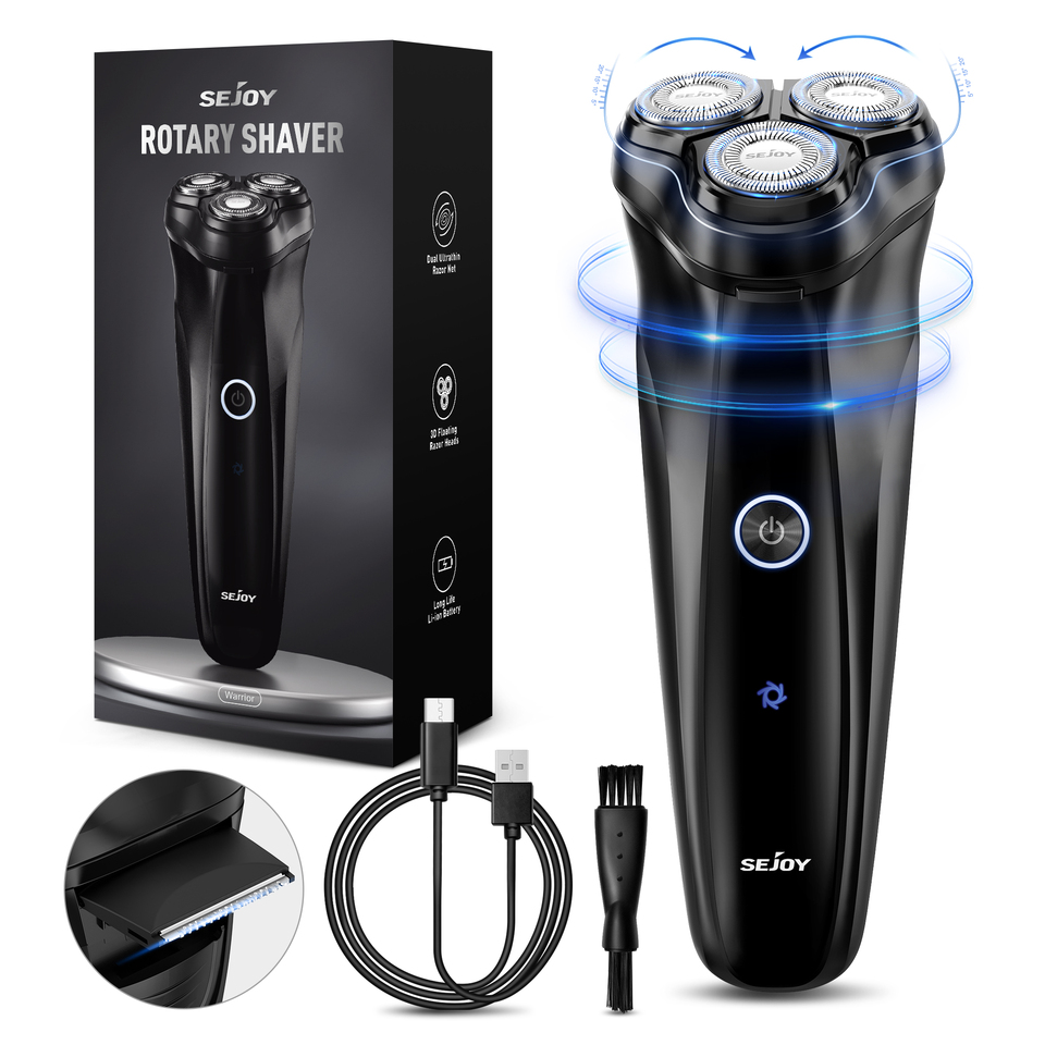 Sejoy Electric Shavers for Men Rechargeable Wet & Dry Electric Shaver with Pop-Up Trimmer - 3D Floating Cutter Head