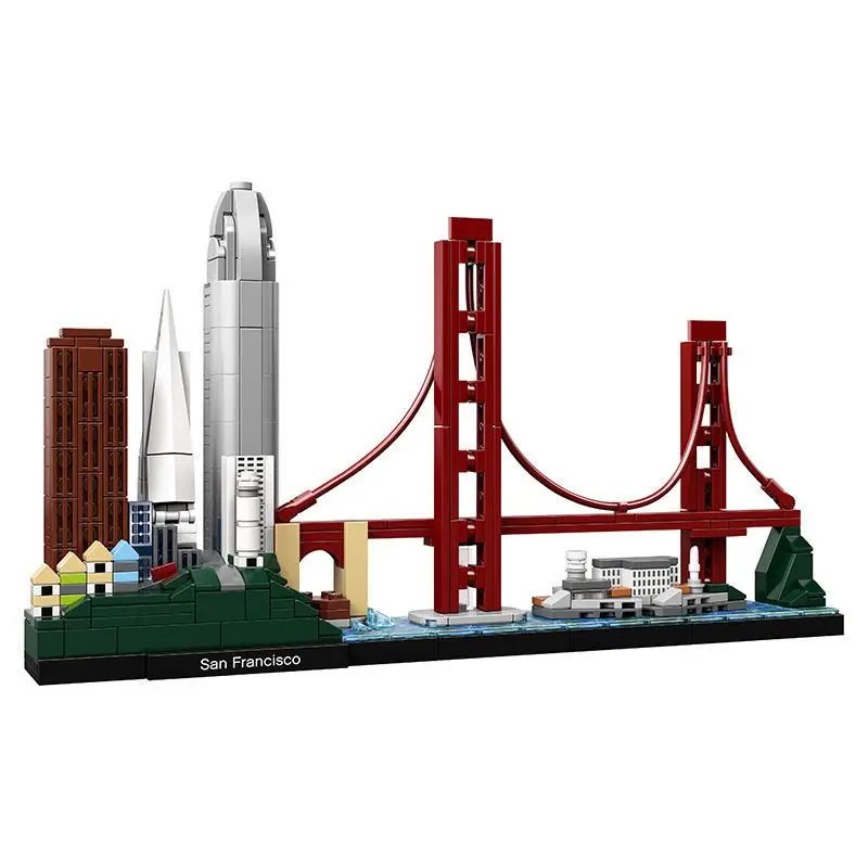 City Architecture Skyline San Francisco Trevi Fountain New York Dubai Building Blocks Singapore Assemble Bricks Toys Kids Gifts