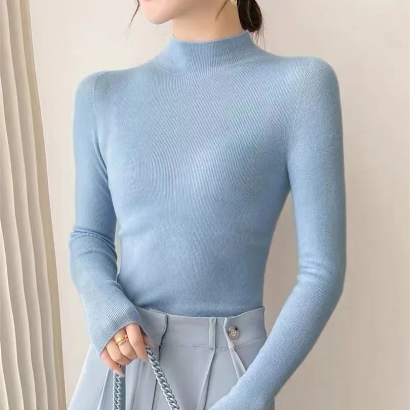 Women Long Sleeve Solid Knitted Pullover Sweater